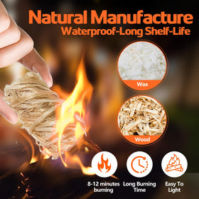 Nwsuewi fire starters under charcoal demonstrating easy start for grills and campfires.