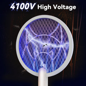 Nymrix two-in-one bug zapper with base and handle charging options.