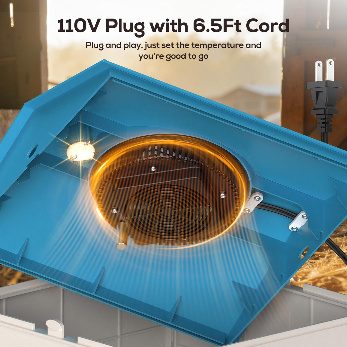 NyPots brooder plate side view highlighting compact size for small coops