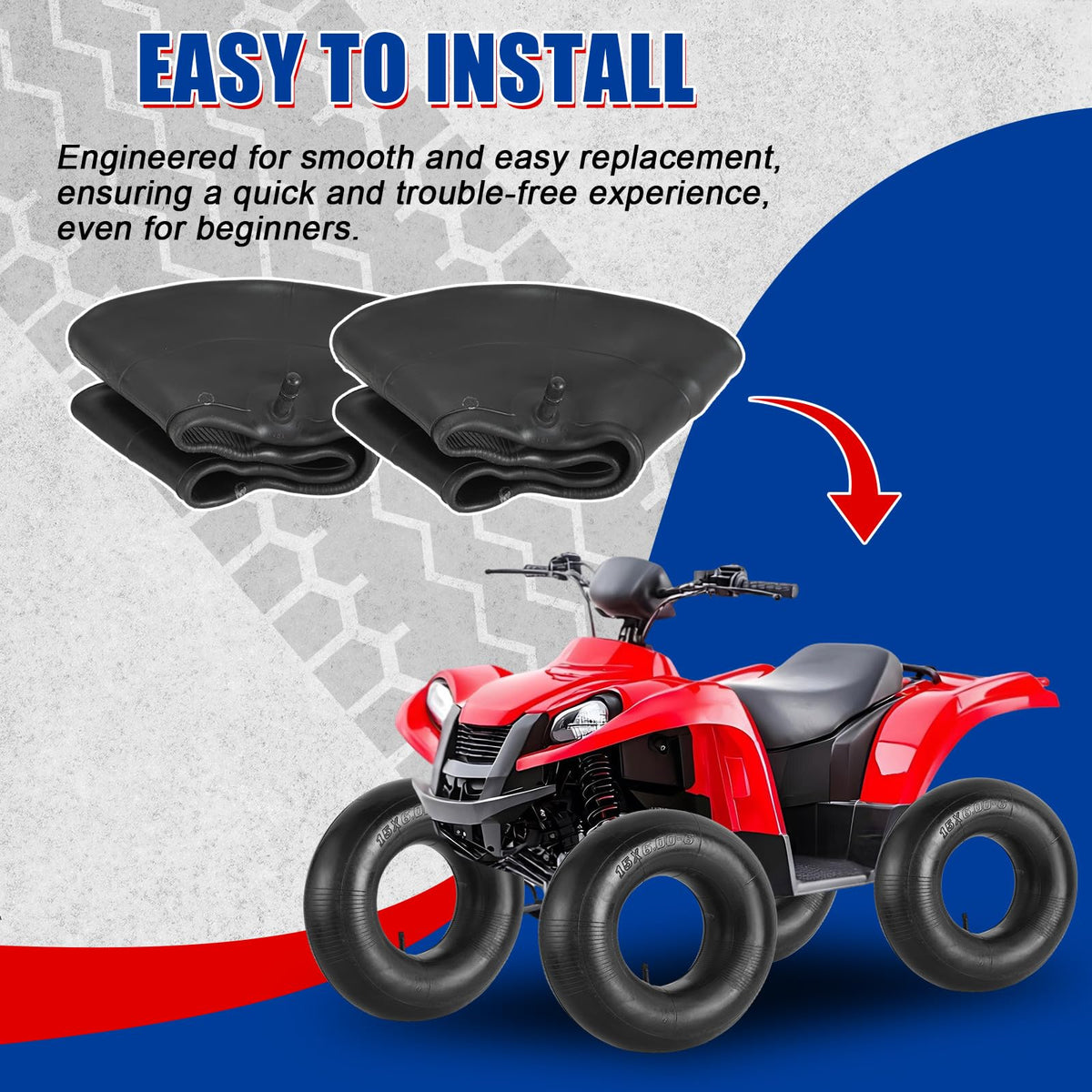Nyxova inner tube demonstrates universal fit across lawn mowers, ATVs, and go-karts.