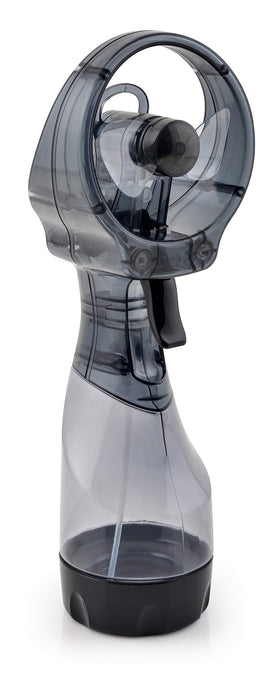 O2COOL Deluxe handheld misting fan delivers face cooling on a hot day.