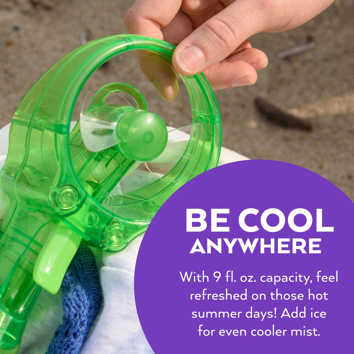 O2COOL Deluxe Misting Fan colorful design stands out