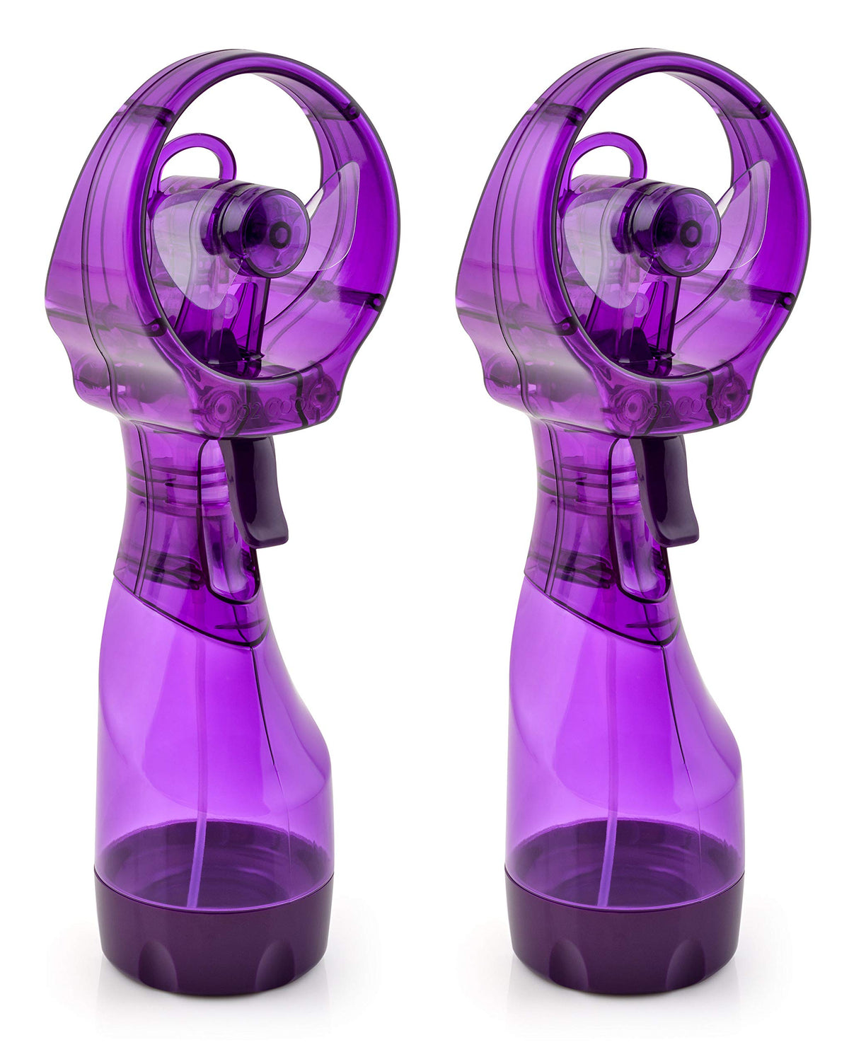 O2COOL Deluxe Misting Fan Purple front view delivering refreshing breeze