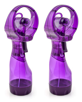O2COOL Deluxe Misting Fan Purple front view delivering refreshing breeze