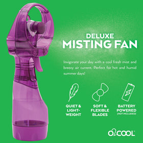 O2COOL Deluxe Misting Fan Purple pack shot for portable cooling