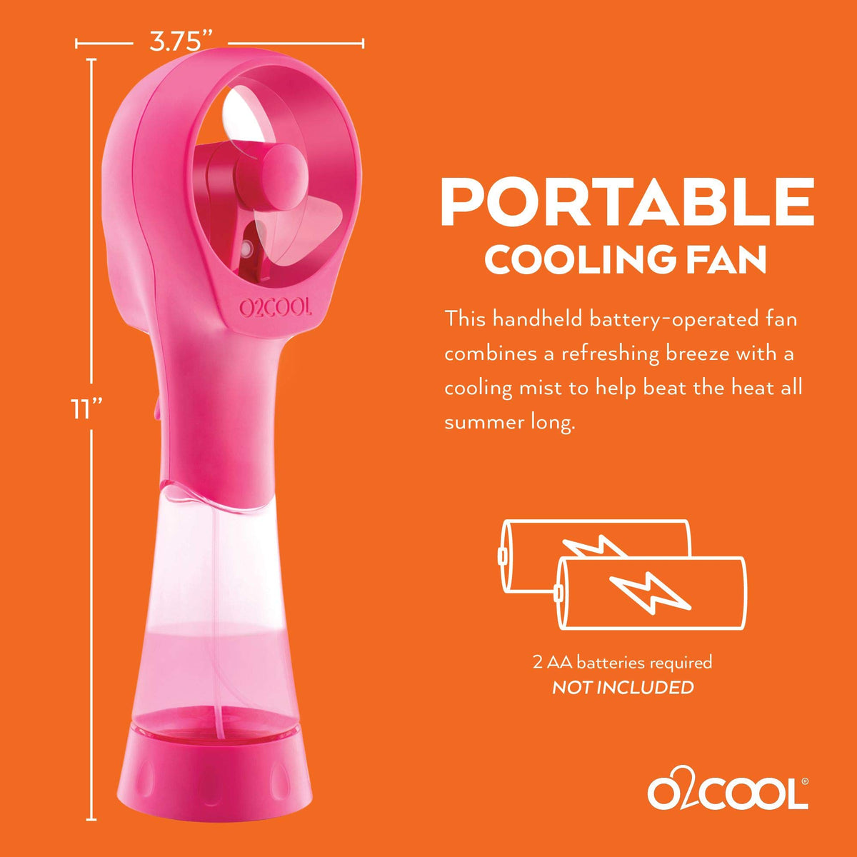 Person using O2COOL handheld misting fan at the beach raspberry