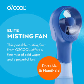 O2COOL Elite misting fan blue back view, compact design for easy storage.