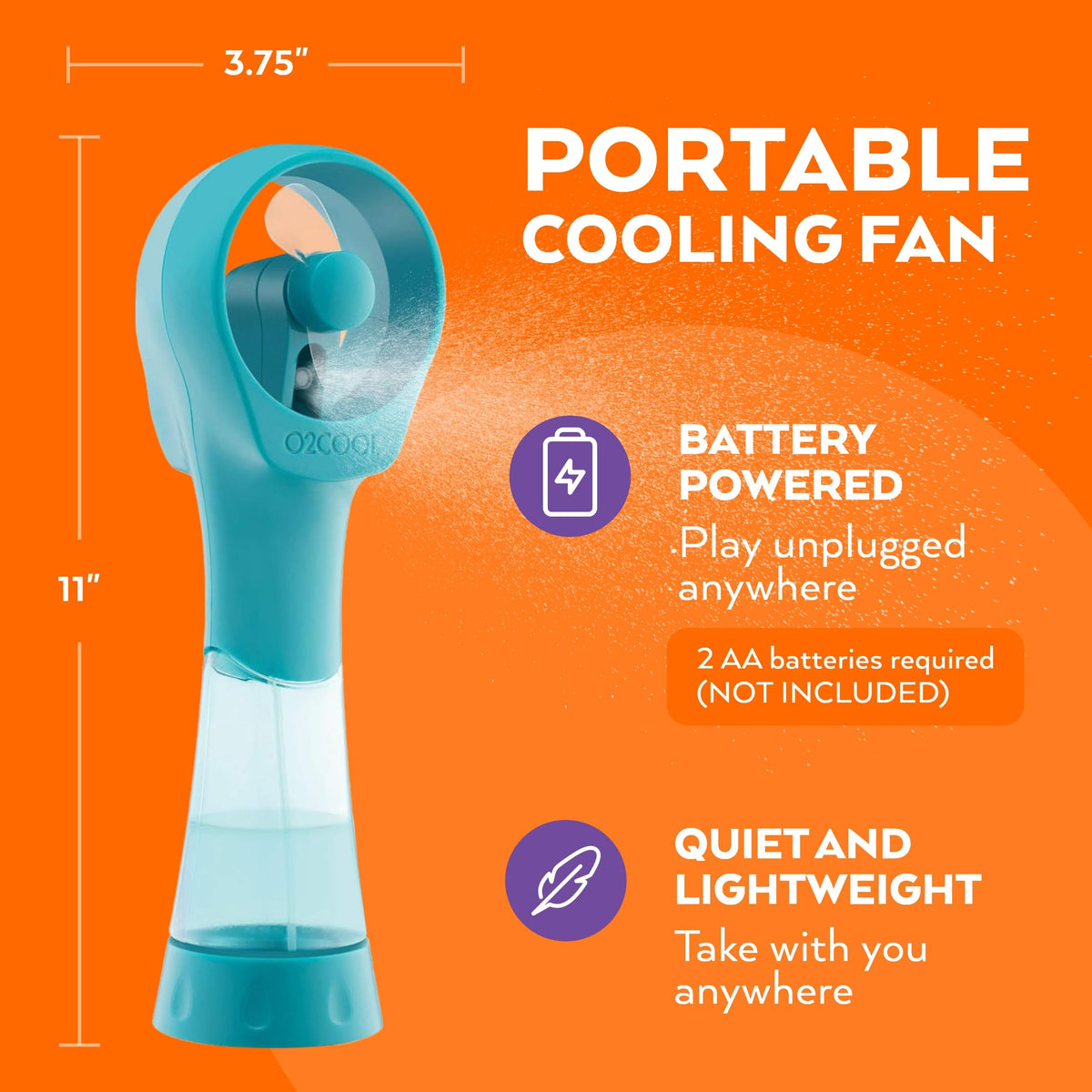 O2COOL Elite teal fan at the beach keeping faces cool
