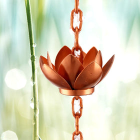 Oak Leaf rain chain creates a soothing drip melody during rainstorms.
