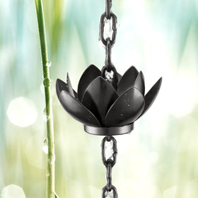 Oak Leaf rain chain creates soothing water-drip ambience while draining gently.