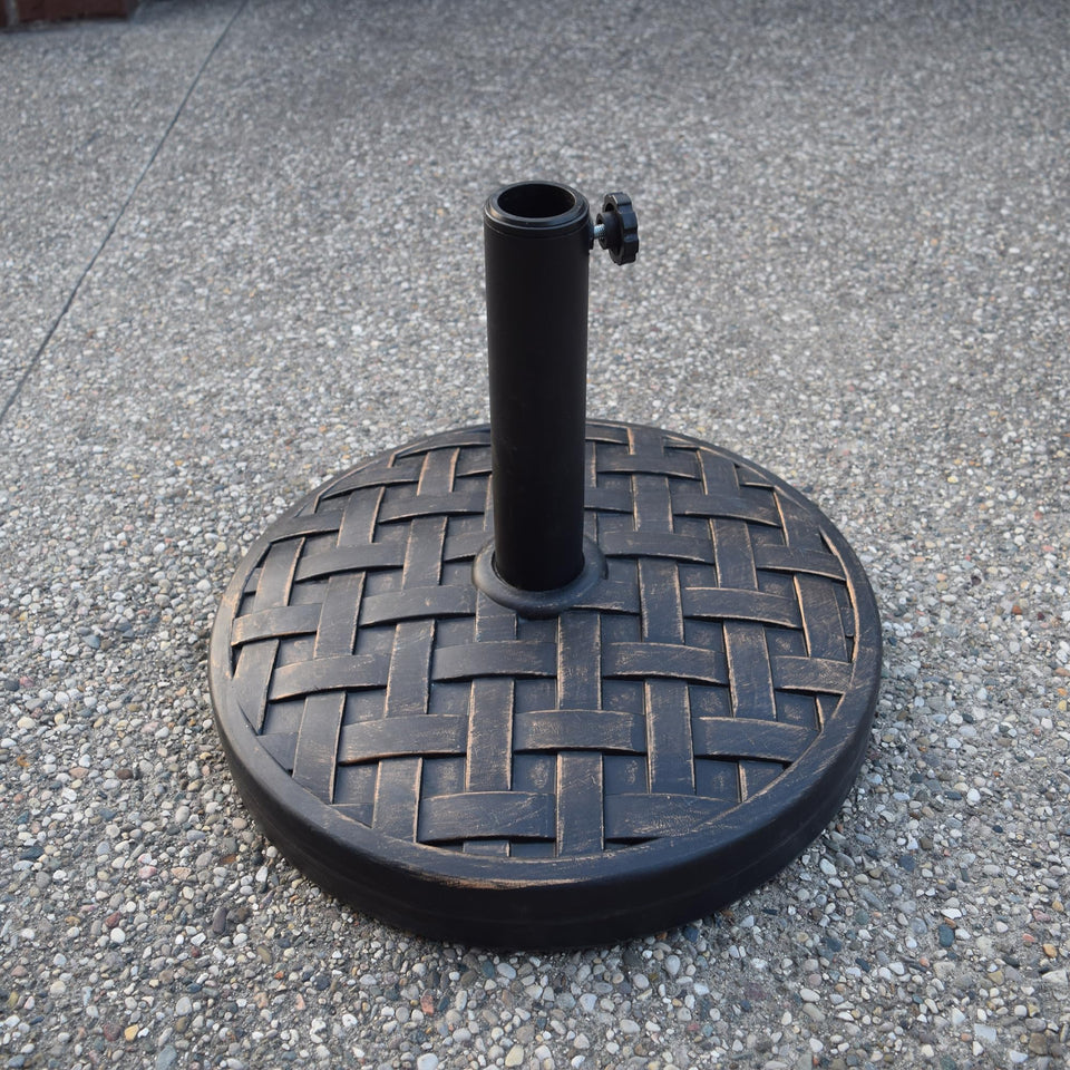 Oakland Living antique bronze 40 lb umbrella base top view for stable shade setup