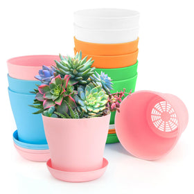 OALCQ 4-inch plant pots set of 10 with drainage holes for healthy root growth