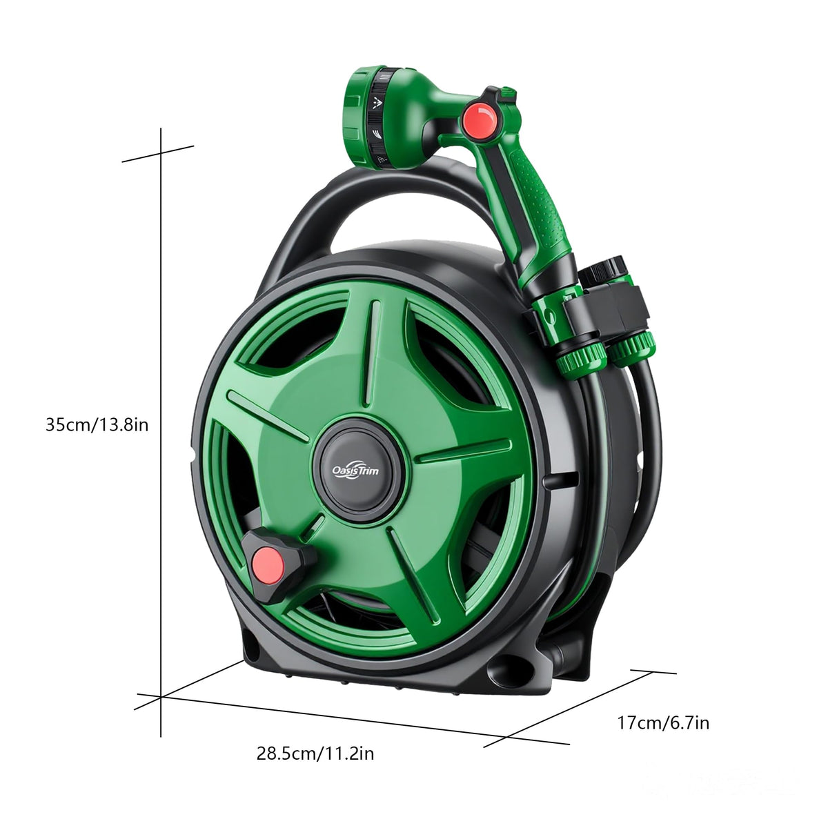 OasisTrim compact portable hose reel for easy carry and setup