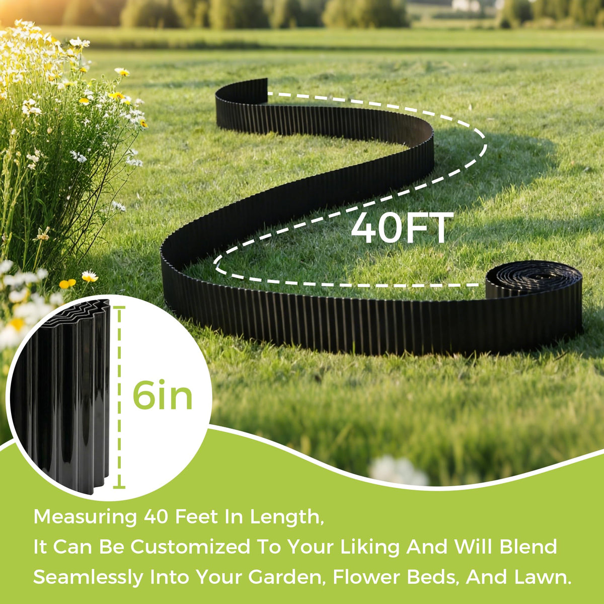 OasisTrim corrugated design adds visual charm to borders of lawns and beds.