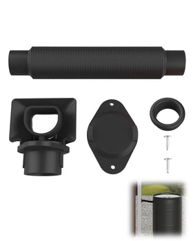 OAYAYONI rainbarrel diverter kit installed on rectangular downspout for easy rainwater capture