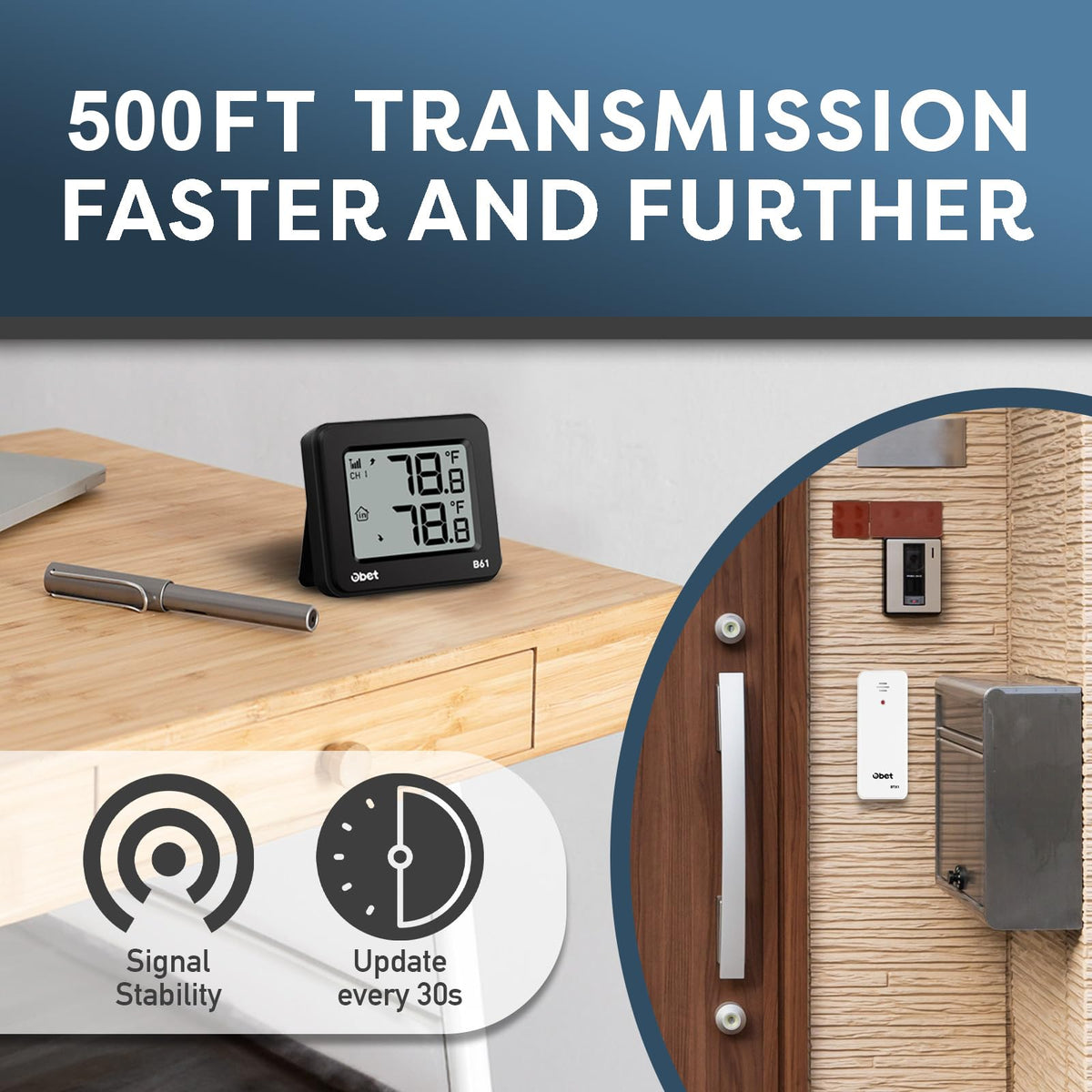 OBET clear backlit screen provides quick readings in any lighting