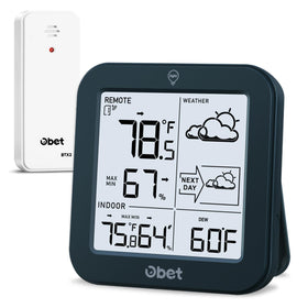 OBET dew point, heat index, and pressure display for daily planning.