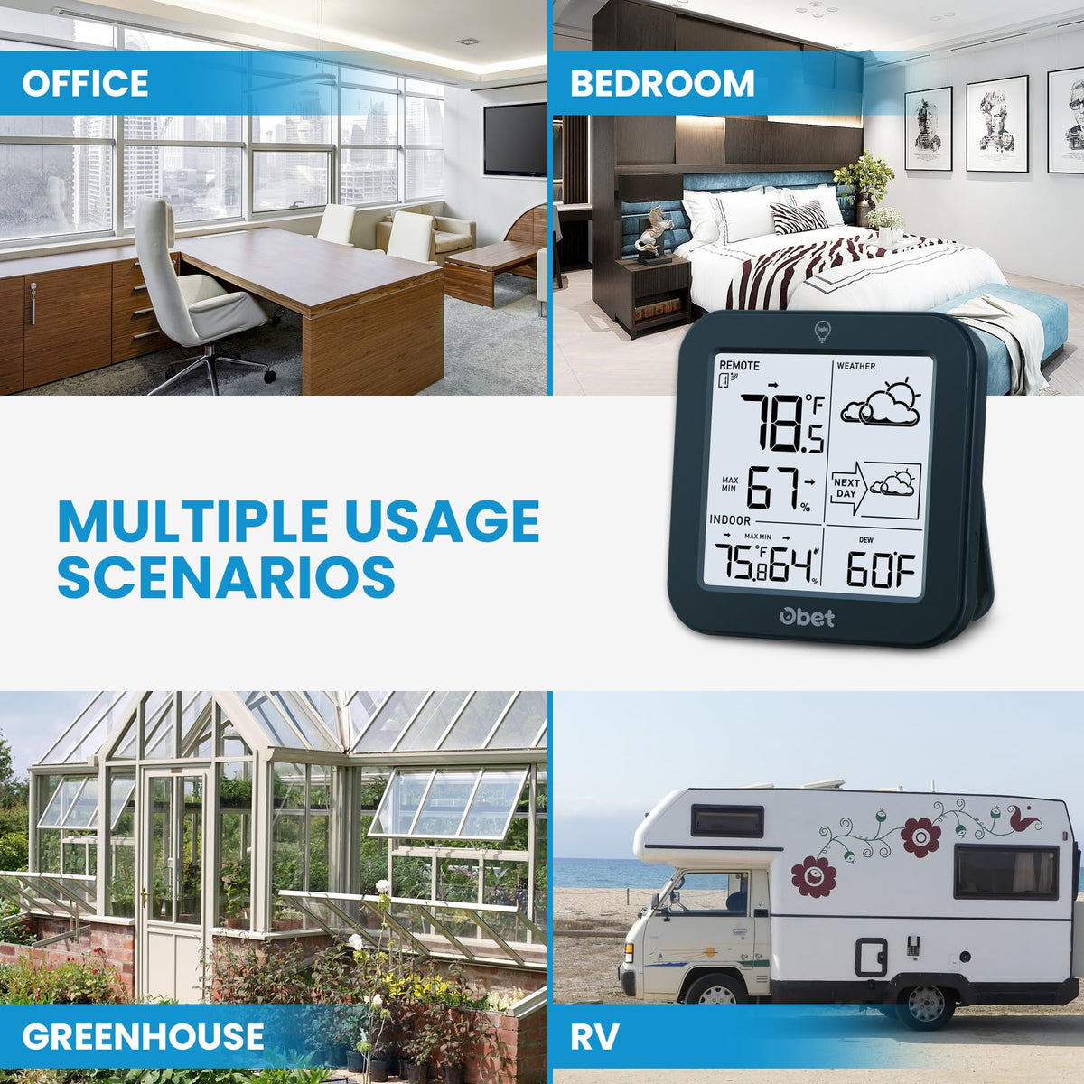 OBET remote sensor coverage up to 500 ft for flexible placement.