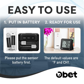 OBET versatile placement for home, patio, or garden temperature monitoring
