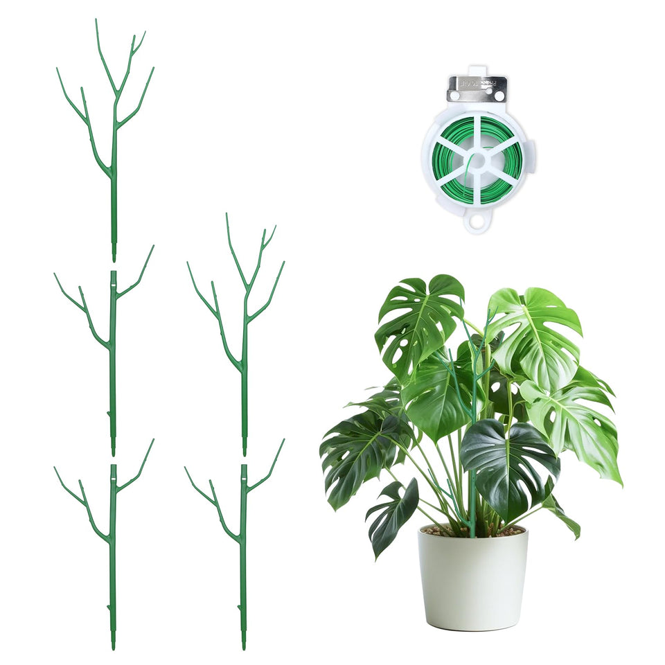 Obralitic stackable plant stakes 5-pack in green, ideal for scalable trellis support.