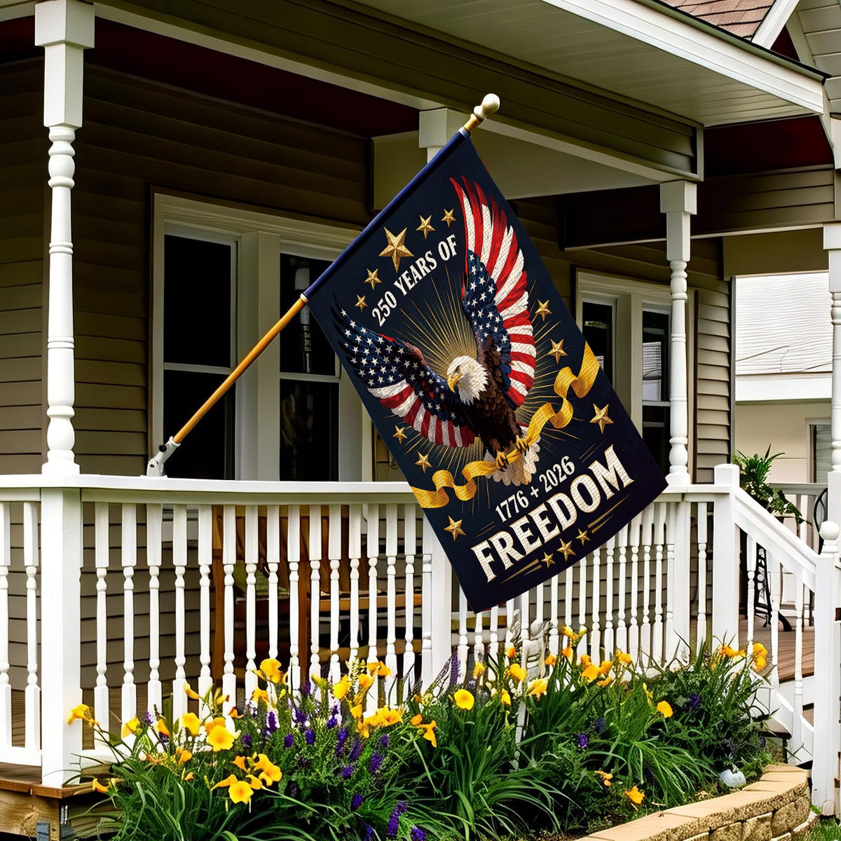 Obralitic USA flag 12x18 porch display enhances curb appeal