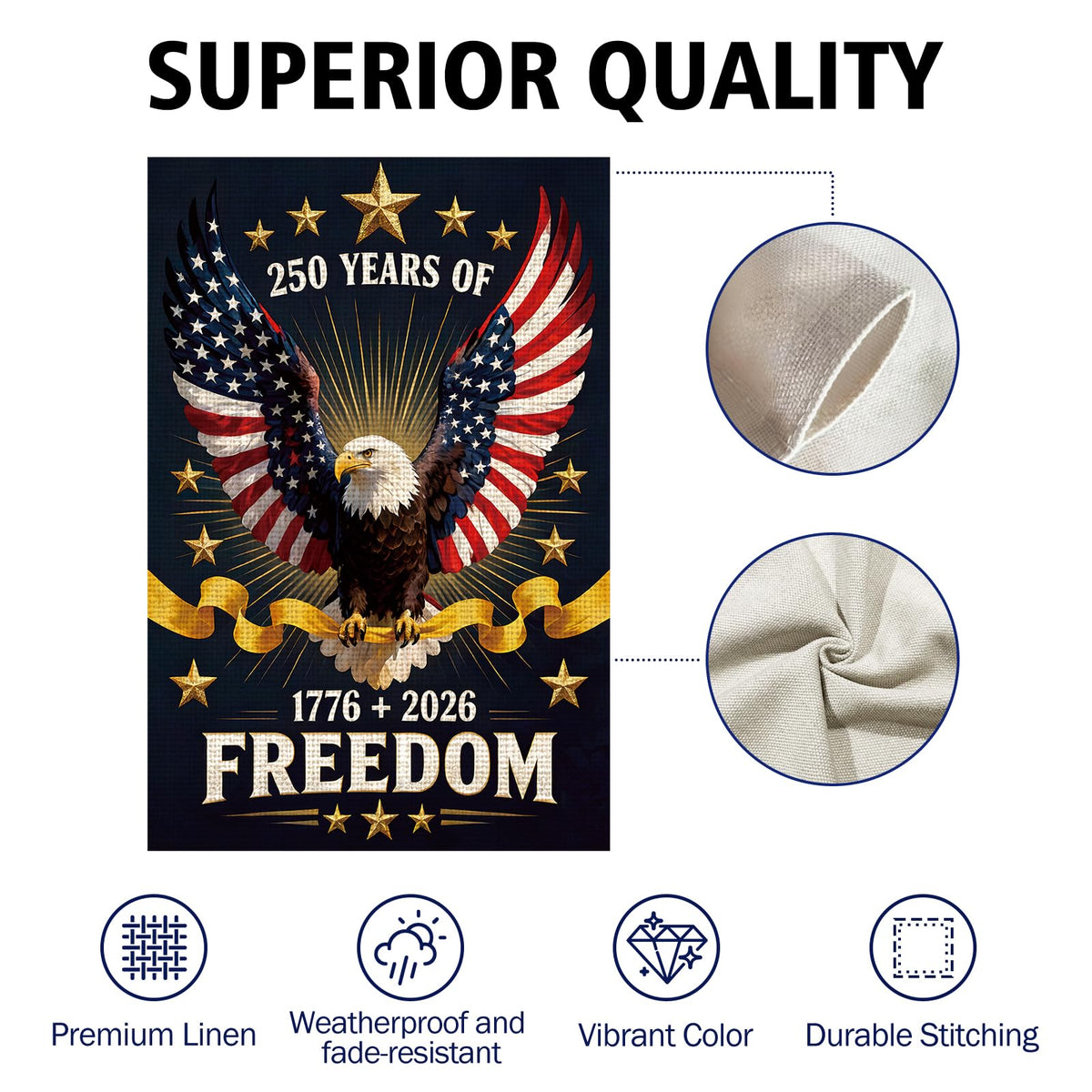 Obralitic USA flag 12x18 reinforced grommets for sturdy hanging
