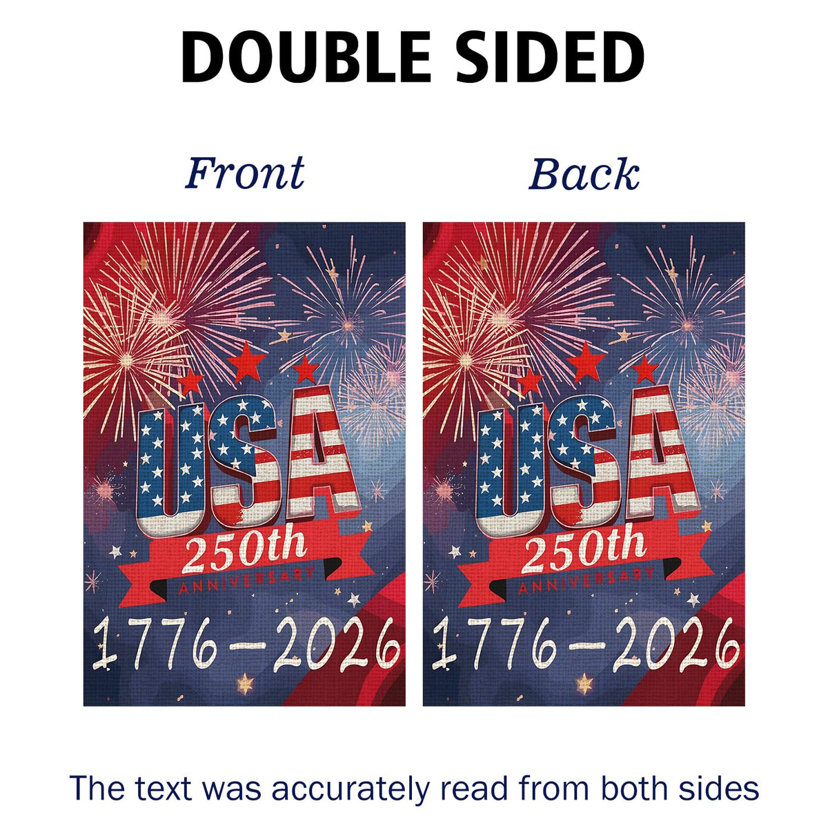 Obralitic USA 250th flag on burlap fabric for durable outdoor or indoor display