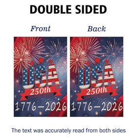 Obralitic USA 250th flag on burlap fabric for durable outdoor or indoor display