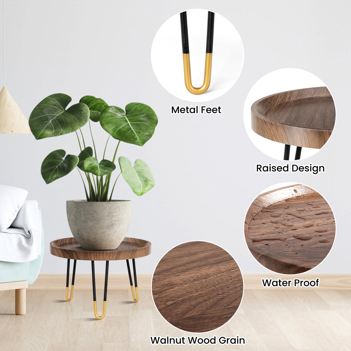 OBTAIN plant stand with sturdy metal legs for lasting support
