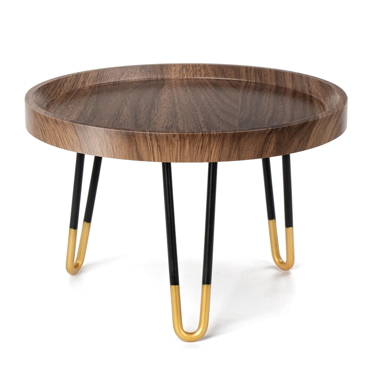 OBTAIN plant stand with walnut top showing natural grain for elegant indoor display