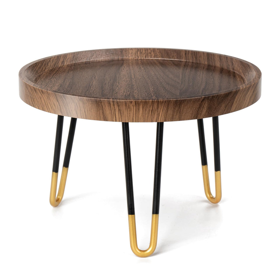 OBTAIN plant stand with walnut top showing natural grain for elegant indoor display
