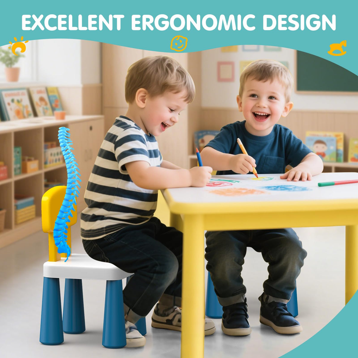 OCATO toddler chairs feature non-slip feet for steady seating on patios.