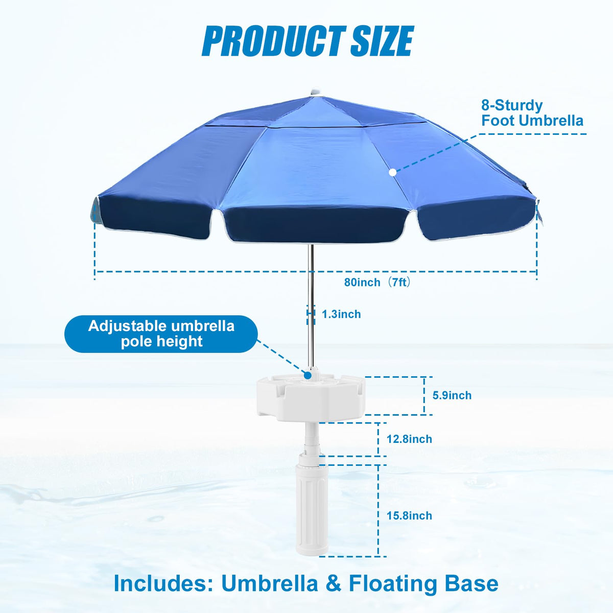OceanaFlow fiberglass ribs provide sturdy support against wind.
