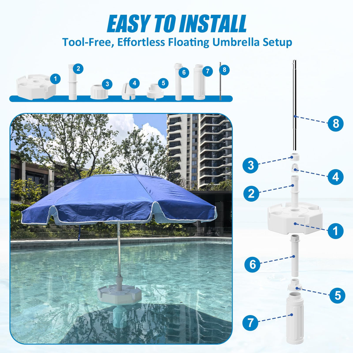 OceanaFlow floating base ballast 30 lbs for stable balance.