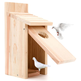 Oceek bird house slant roof for effective rain drainage.