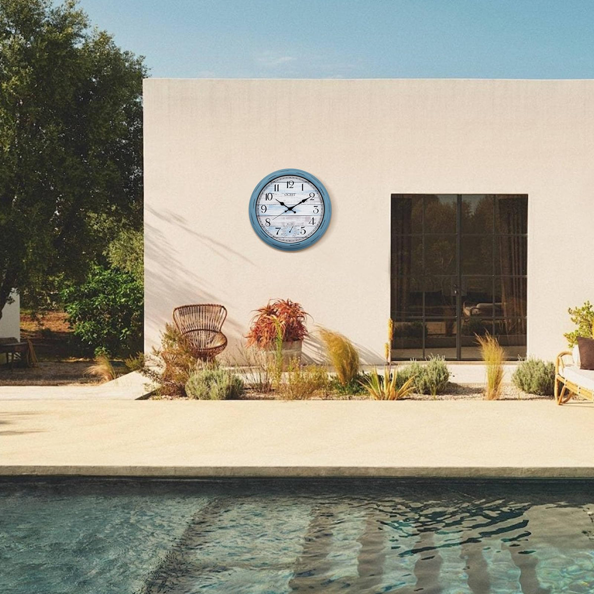 OCEST 16-inch dial provides large numerals for easy viewing across yard.