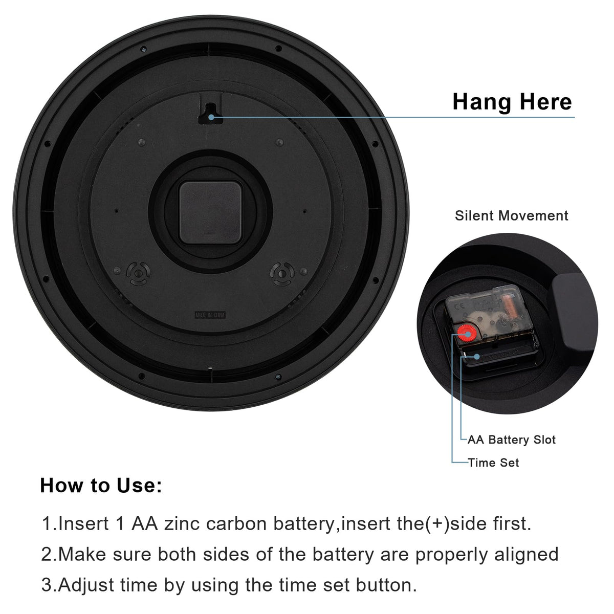 OCEST battery-powered clock avoids cords for flexible outdoor mounting.
