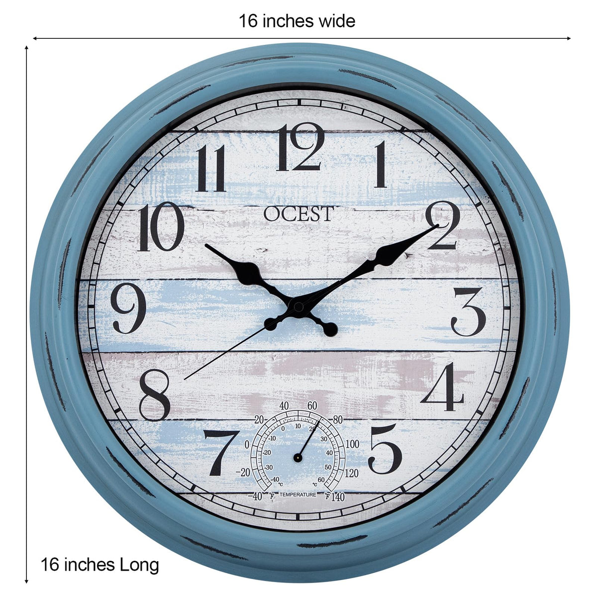 OCEST wall clock suitable for garages, gardens, and laundry rooms.