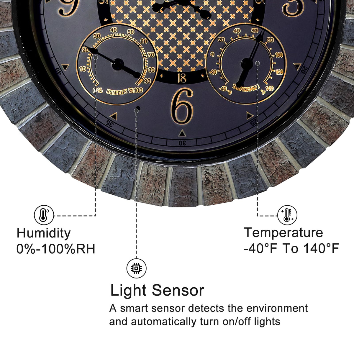 OCEST outdoor clock battery-operated with no cords for flexible mounting