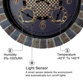 OCEST outdoor clock battery-operated with no cords for flexible mounting