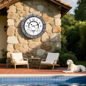 OCEST outdoor clock modern design frame complements yard and garage spaces