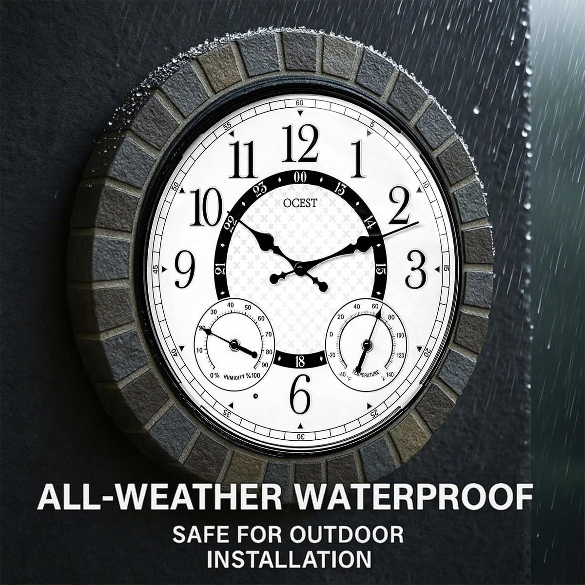 OCEST outdoor clock silent quartz movement keeps time quietly
