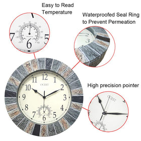 OCEST outdoor clock thermometer display for ambient temperature.