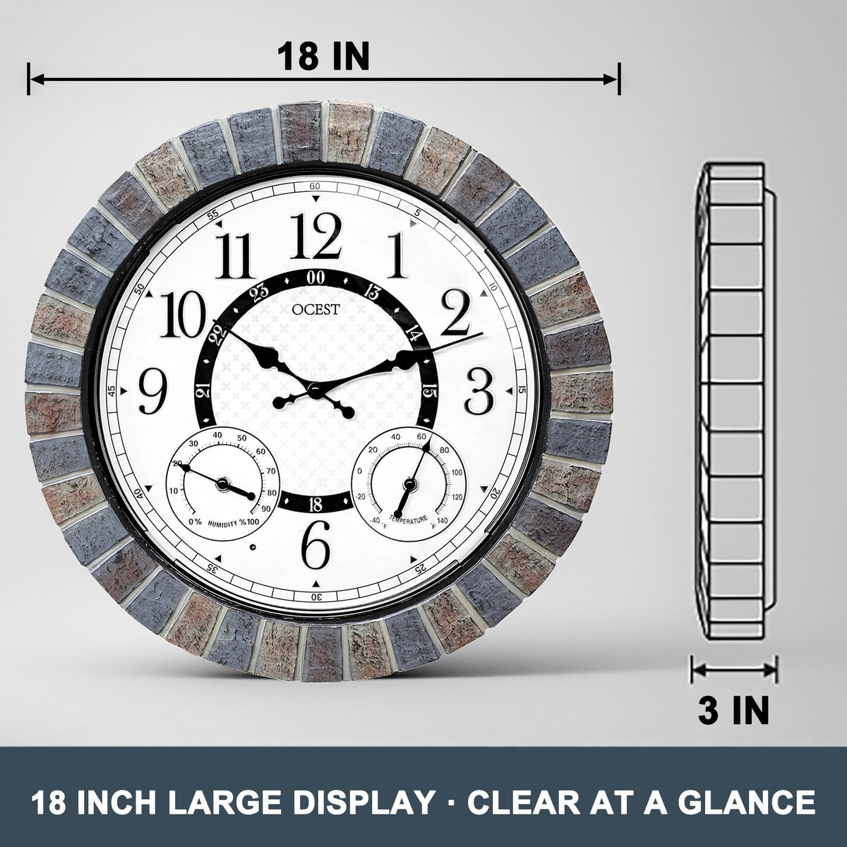 OCEST weatherproof outdoor clock rubber gasket protects movement in rain and humidity