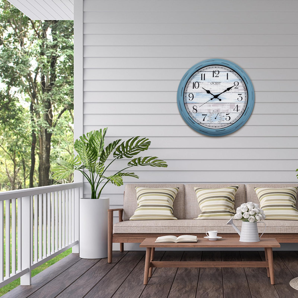 OCEST weather-ready frame resists sun and moisture for year-round placement.