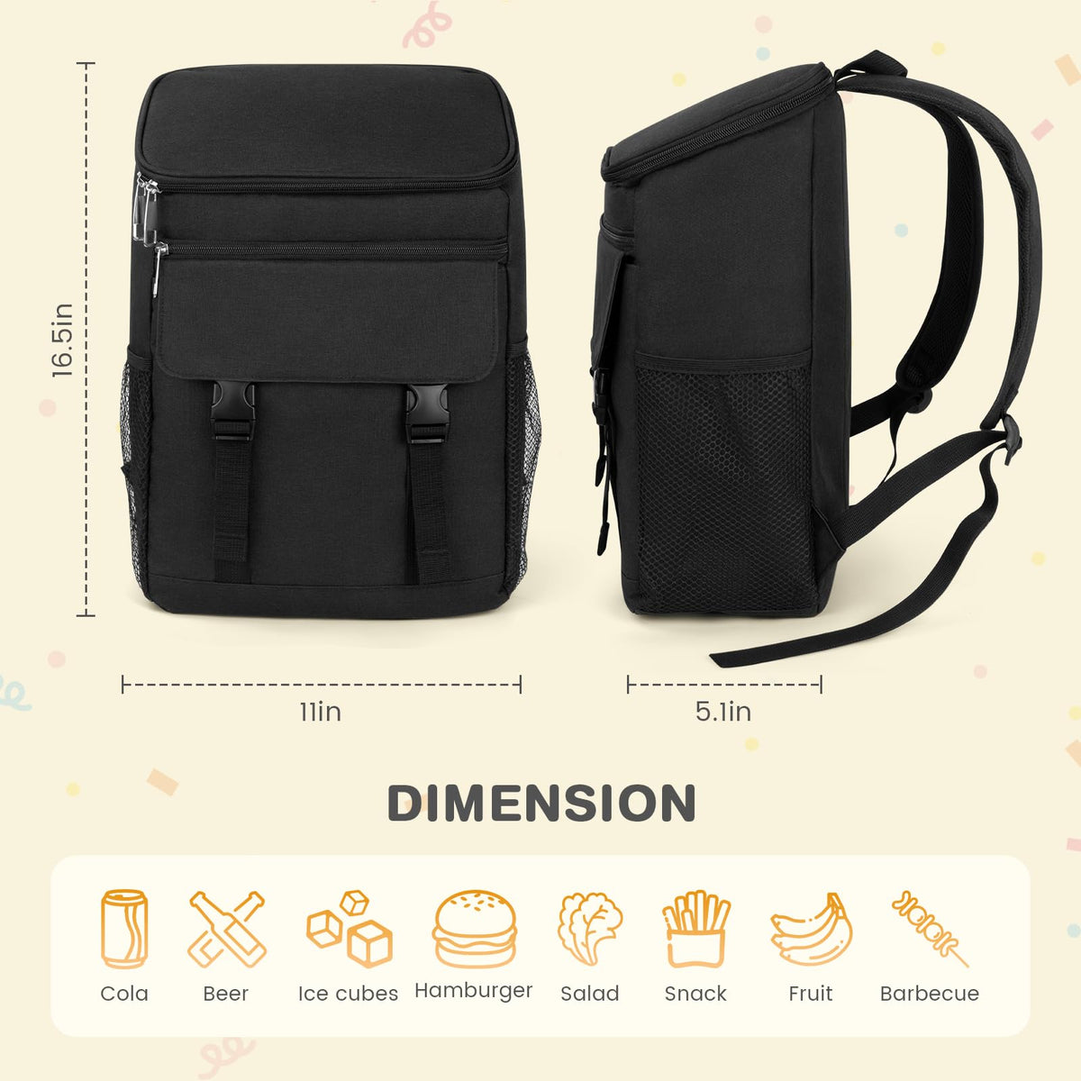 OCKLILY cooler backpack spacious 30 can capacity suits lunches and outings