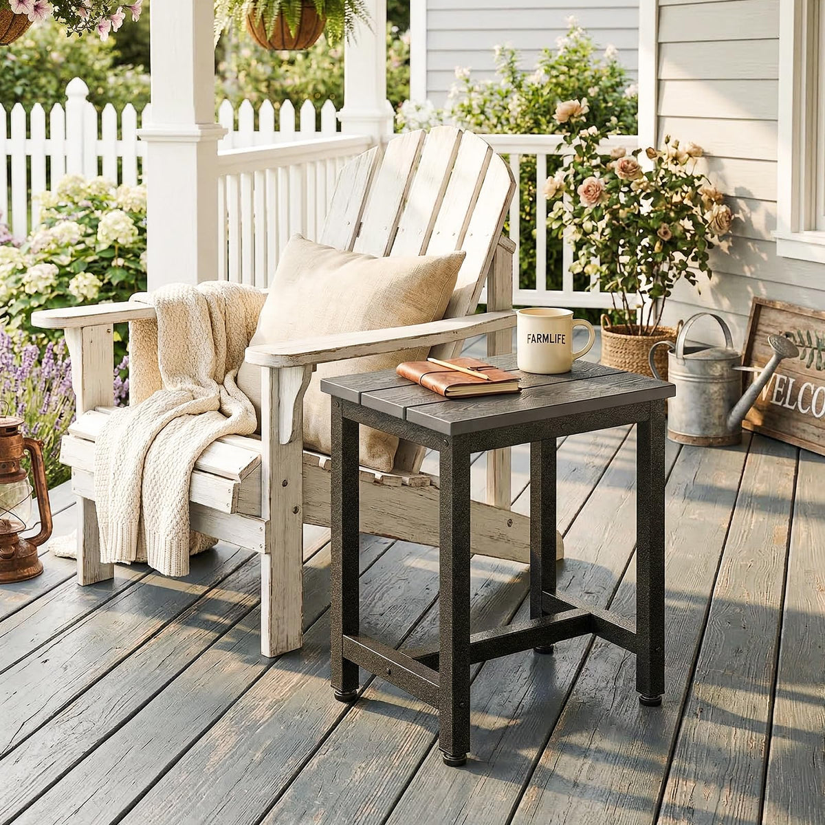 ODK Adirondack-style metal base supports durable outdoor seating areas.