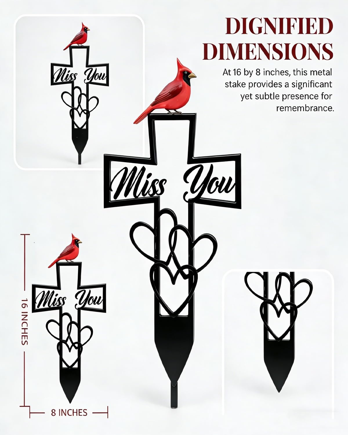 ODNPVOZ cardinal heart accent memorial stake enhances garden grave markers