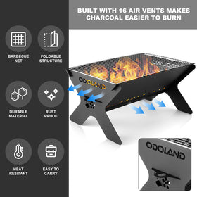 Odoland portable backyard grill ideal for patio meals and bonfires.
