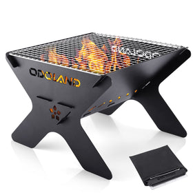 Odoland camping campfire grill compact for easy portability and storage.